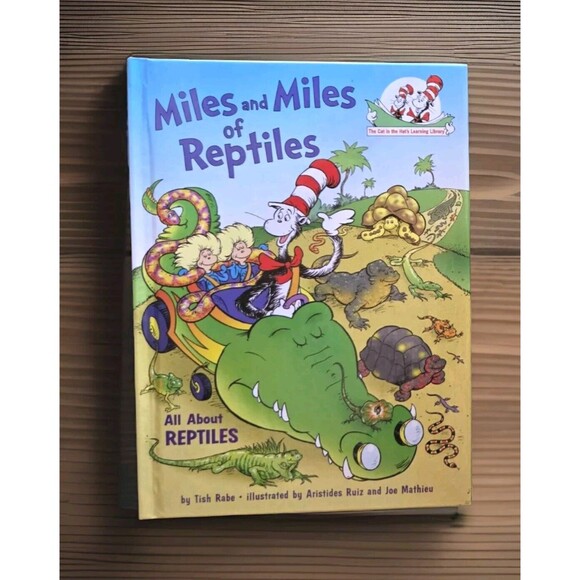 Dr. Seuss Book Lot Of 2 Miles & Miles Of Reptiles (1st Ed'09) The Cat In The Hat - Picture 3 of 7